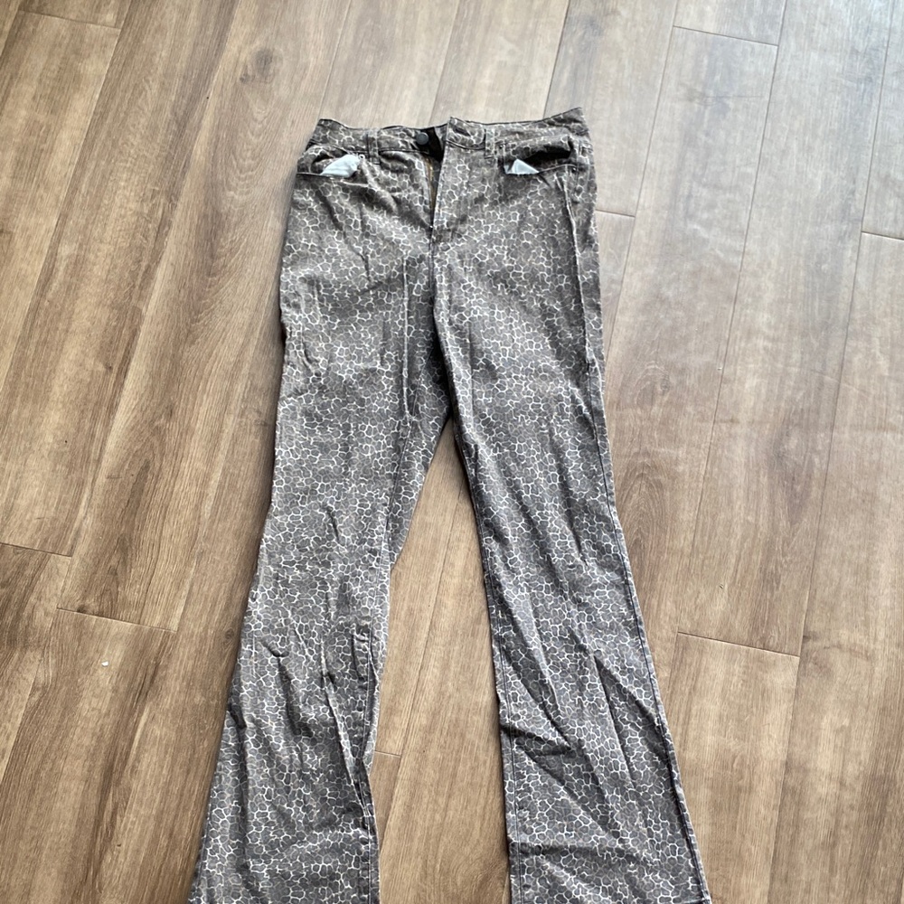 love, Fire Brown Printed Boot-Cut Pants